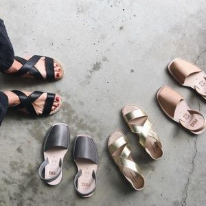 PONS Gold Genuine Leather Espadrilles